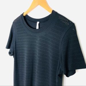 Lululemon Black Crew Neck Mesh T Shirt